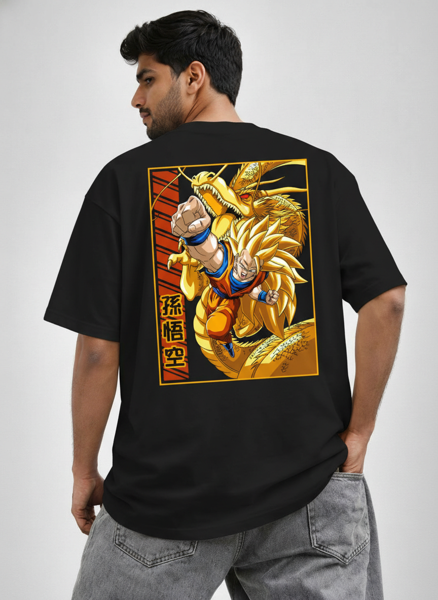 Golden Warrior Anime Graphic Oversized T-Shirt