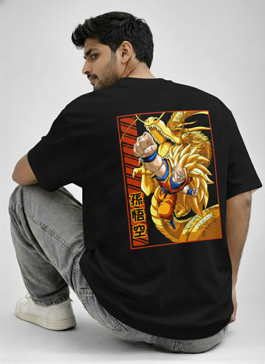 Golden Warrior Anime Graphic Oversized T-Shirt