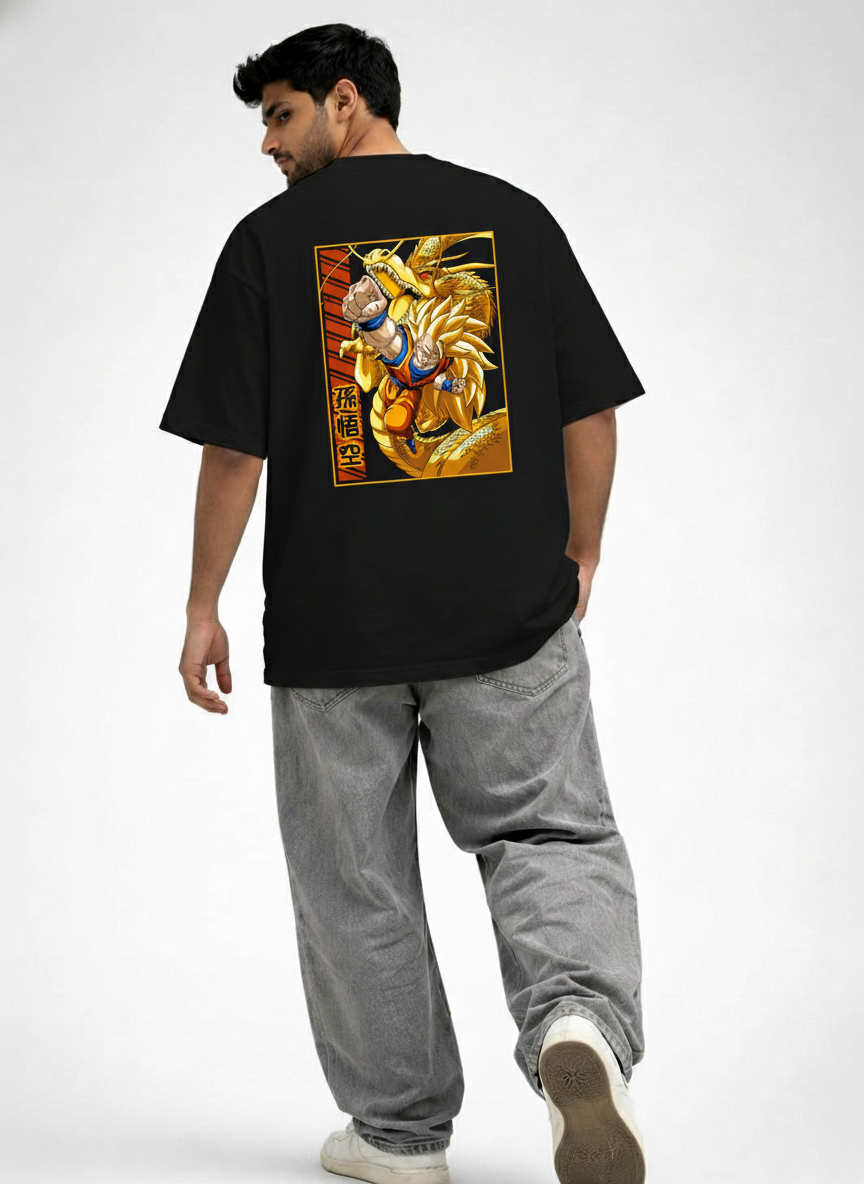 Golden Warrior Anime Graphic Oversized T-Shirt